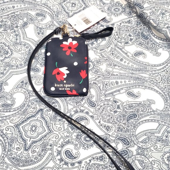 Kate Spade Chelsea Whimsy Floral Card Case ID Wallet Lanyard wallet wristlet - Picture 10 of 10